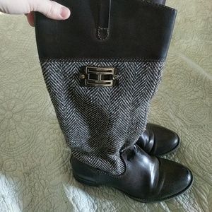 Brown herringbone riding boots